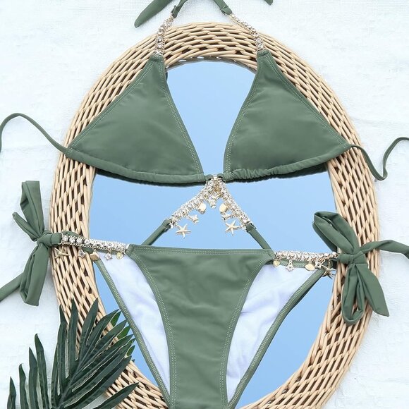 Rhinestone Accent Bikini Bathing Suit NWOT - Picture 2 of 5